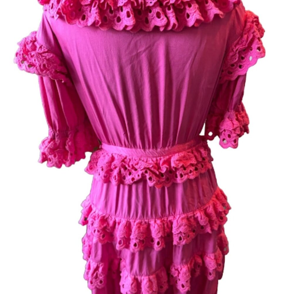 Pink Ruffled Tiered Mini Dress - Picture 12 of 12
